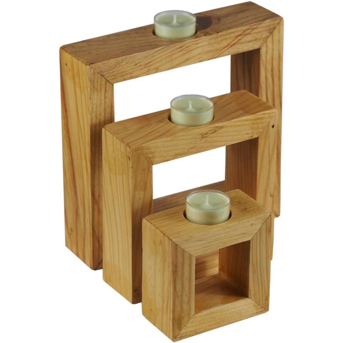 3er Set dekorative Kerzenhalter quadratische Rahmen - natur, 24,95 €